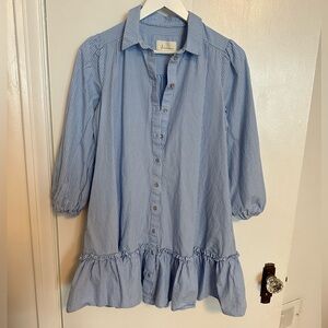 Anthropology Blue Striped Button-Down Dress